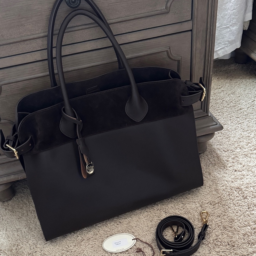 Boldrini chocolate brown Leather Tote Bag